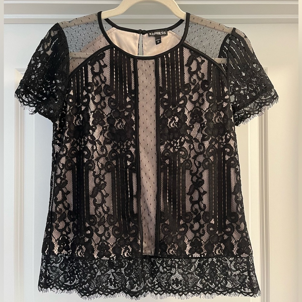 Express Black Lace Top